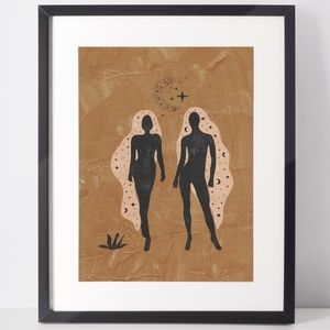 Wall Art Bohemian Woman Silhouette Celestial Print Poster Illustration Unframed